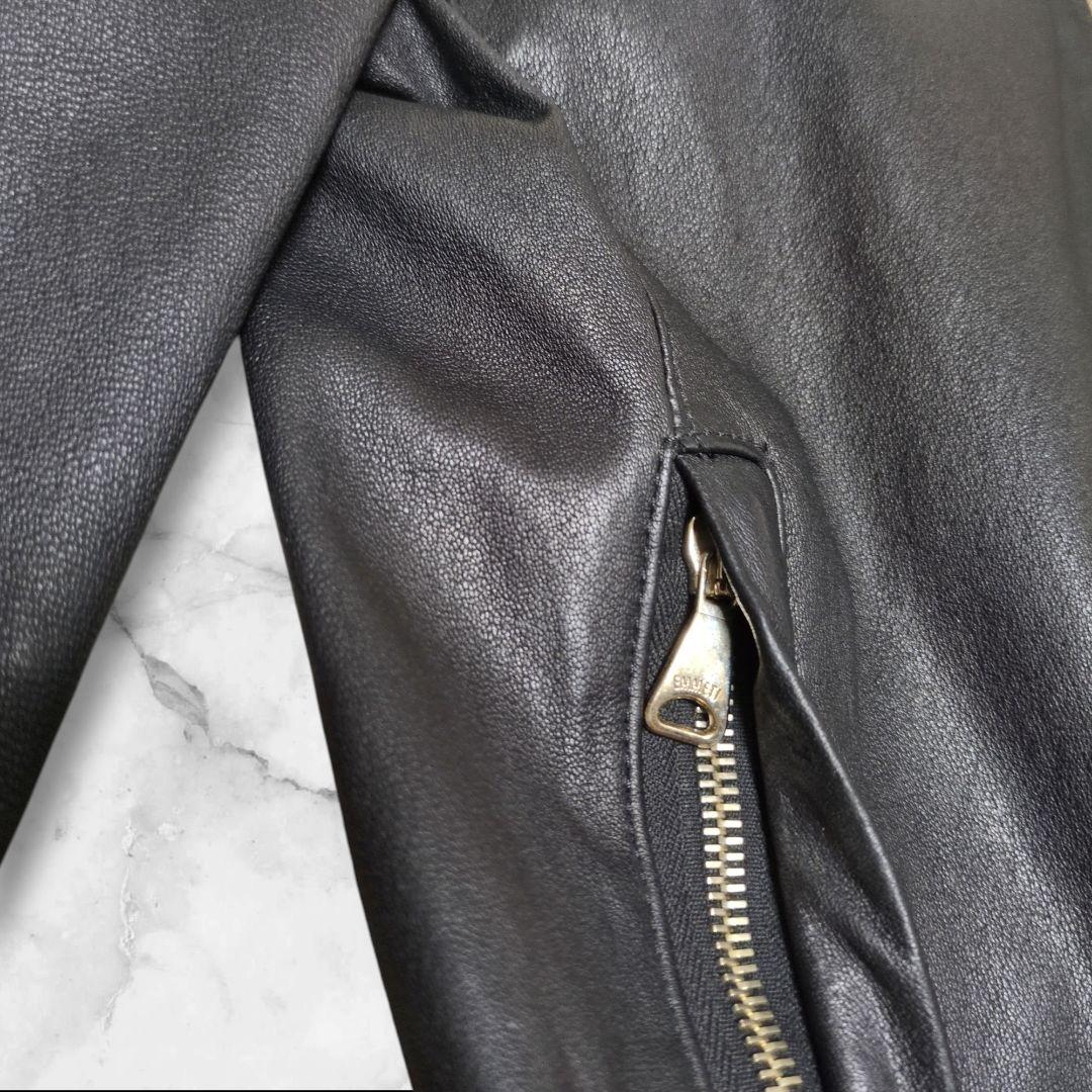 美品✨EMMETI JURI ゴールドジップ 黒 44 シングルライダース