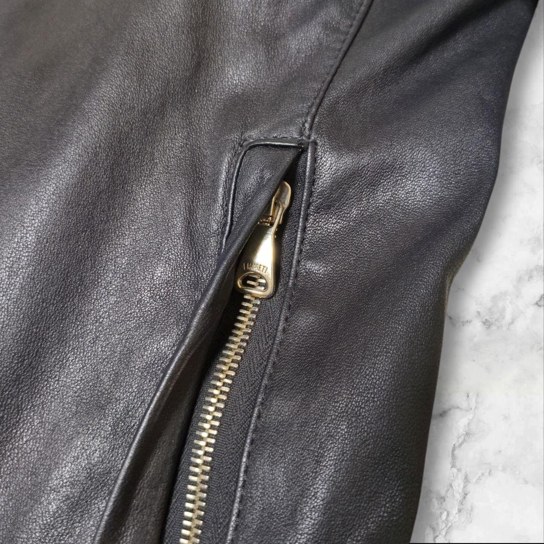 美品✨EMMETI JURI ゴールドジップ 黒 44 シングルライダース