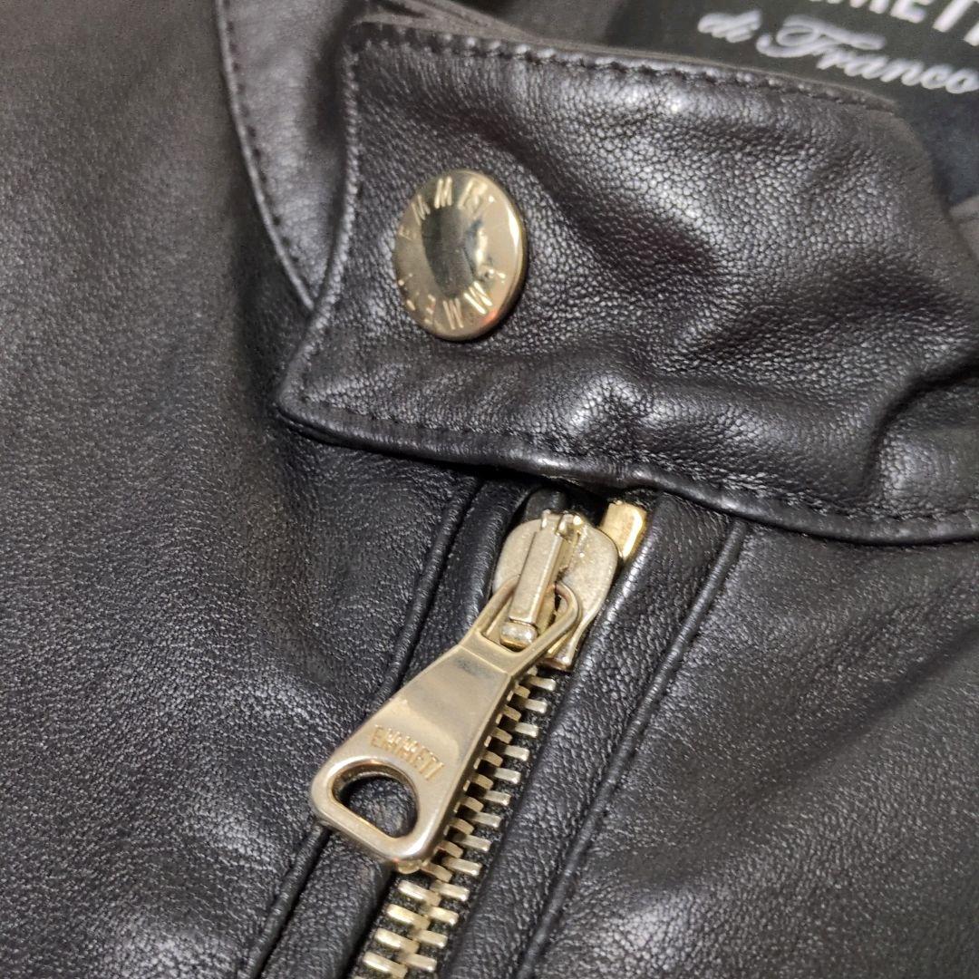 美品✨EMMETI JURI ゴールドジップ 黒 44 シングルライダース