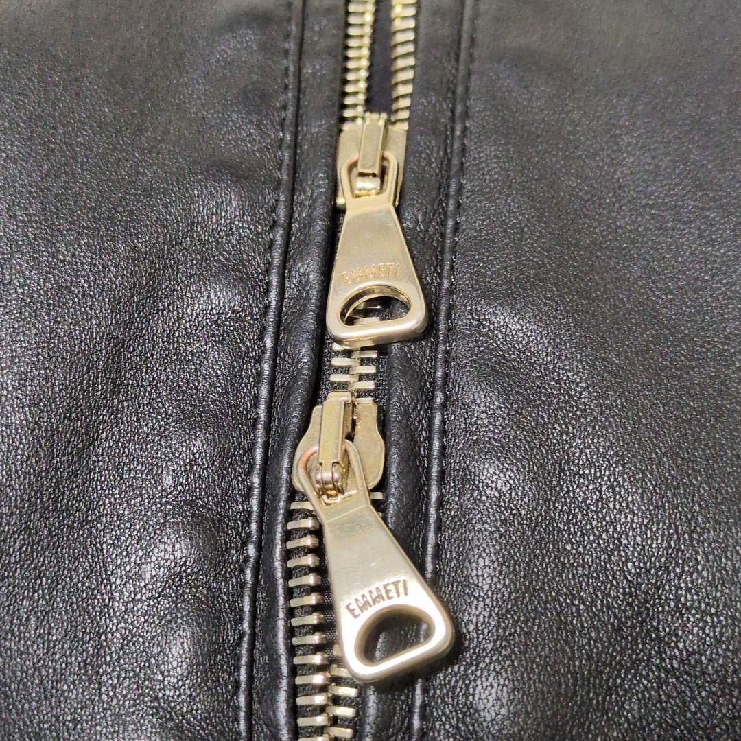 美品✨EMMETI JURI ゴールドジップ 黒 44 シングルライダース