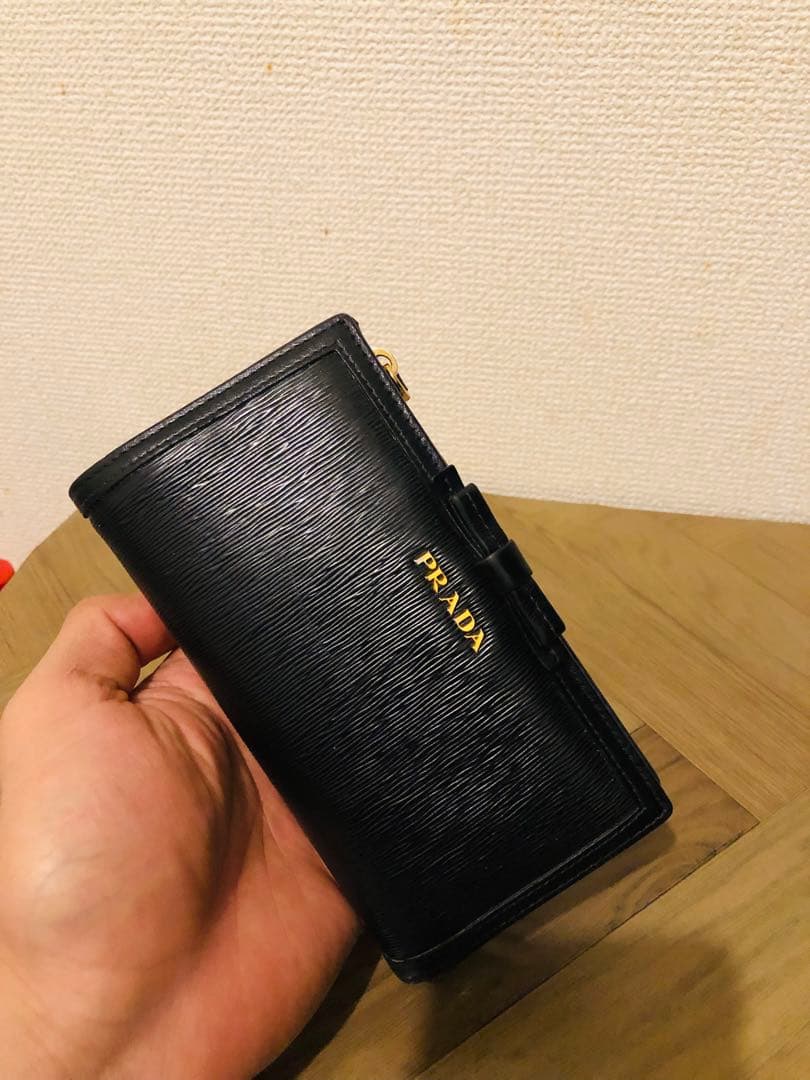 PRADA ミニ財布　ヴィッテロ　リボン　アイコン　折り財布