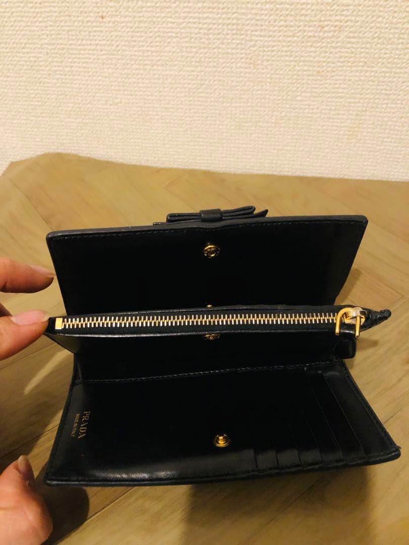 PRADA ミニ財布　ヴィッテロ　リボン　アイコン　折り財布