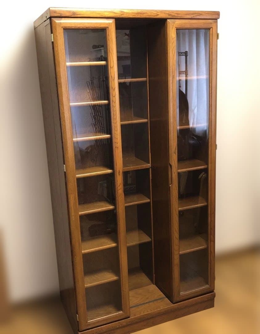 木製　本棚　スライド式