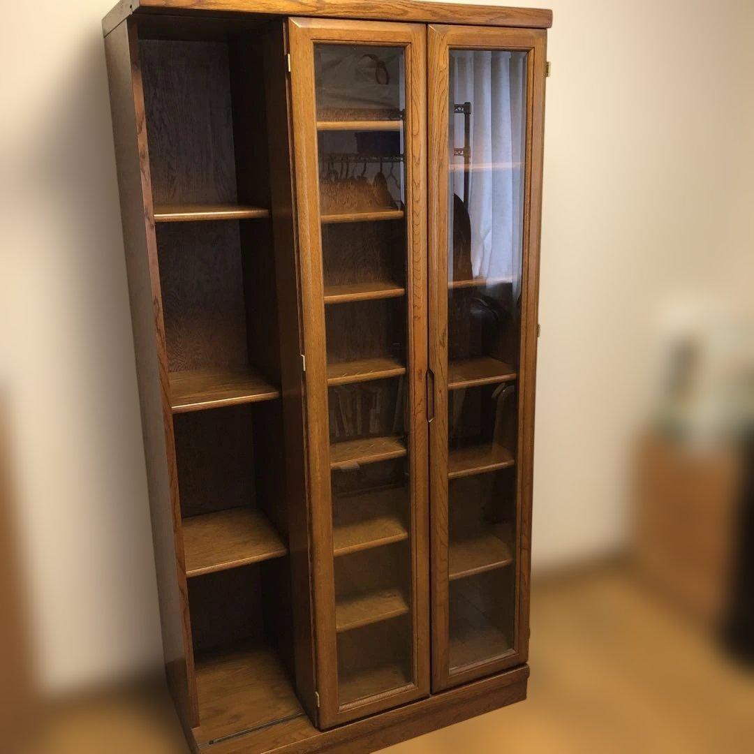 木製　本棚　スライド式