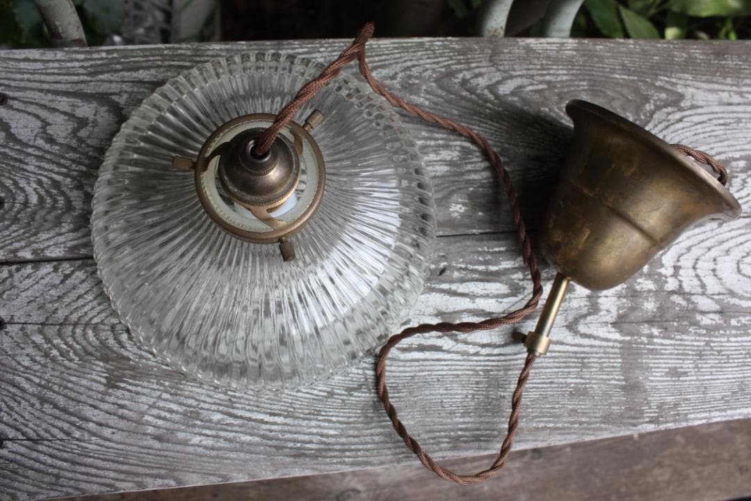 アンティーク ガラス 真鍮 昭和 レトロ E17　店舗什器