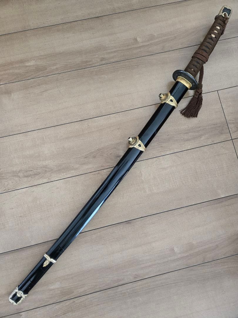 第二次大戦頃/実物　極美品　海軍士官軍刀拵え(刀身なし)　高級漆鞘　番号揃い