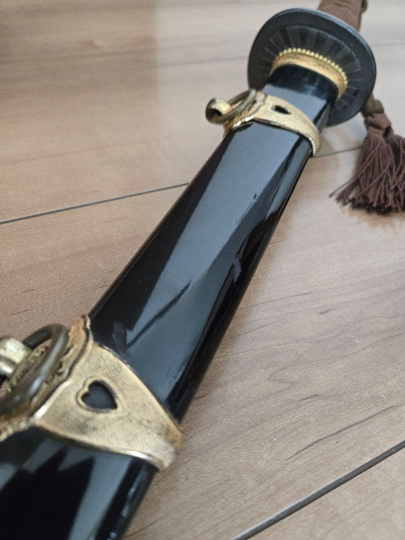 第二次大戦頃/実物　極美品　海軍士官軍刀拵え(刀身なし)　高級漆鞘　番号揃い