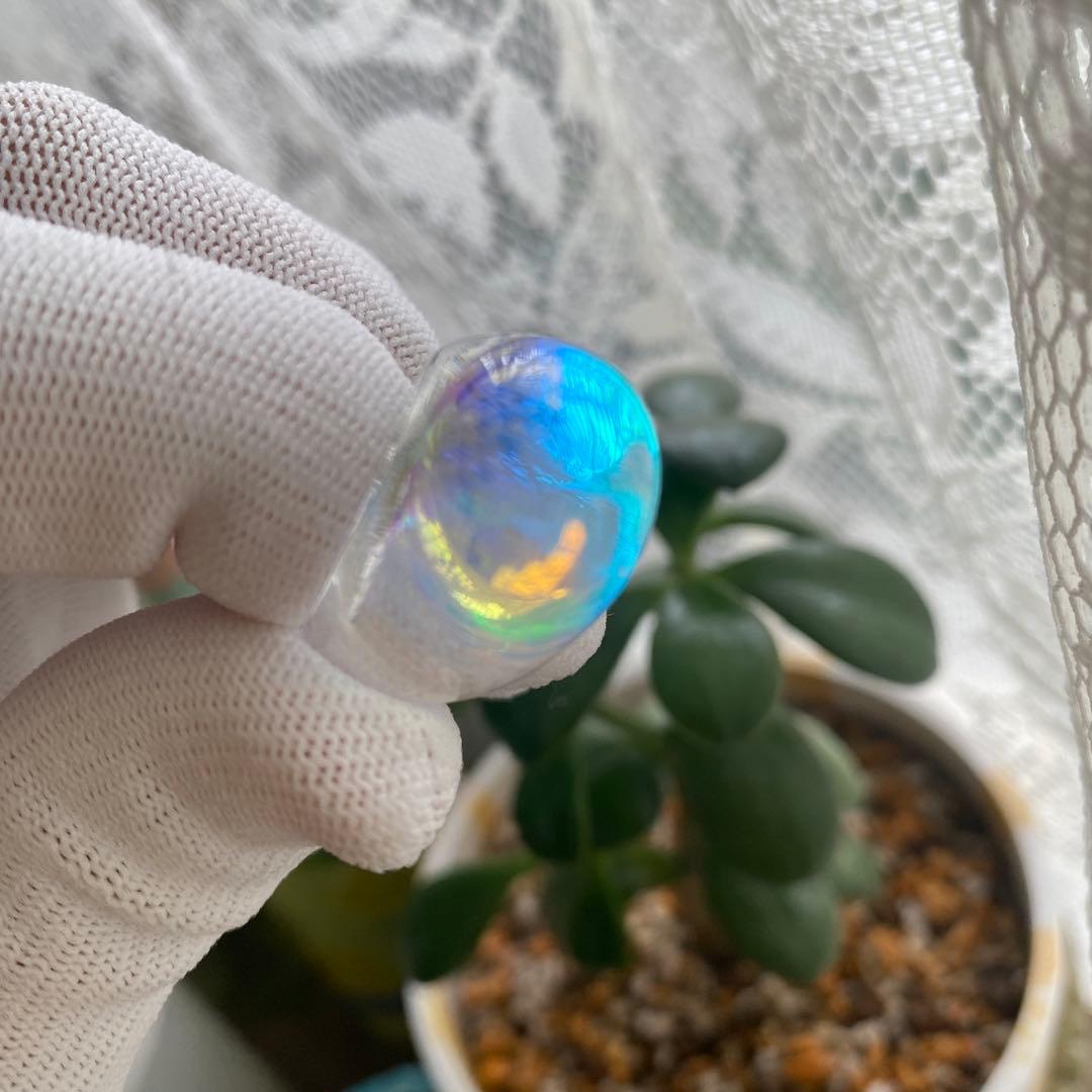 Baccarat❤️ガラスリング クリア アーク リング 虹色の輝き☆フランス製