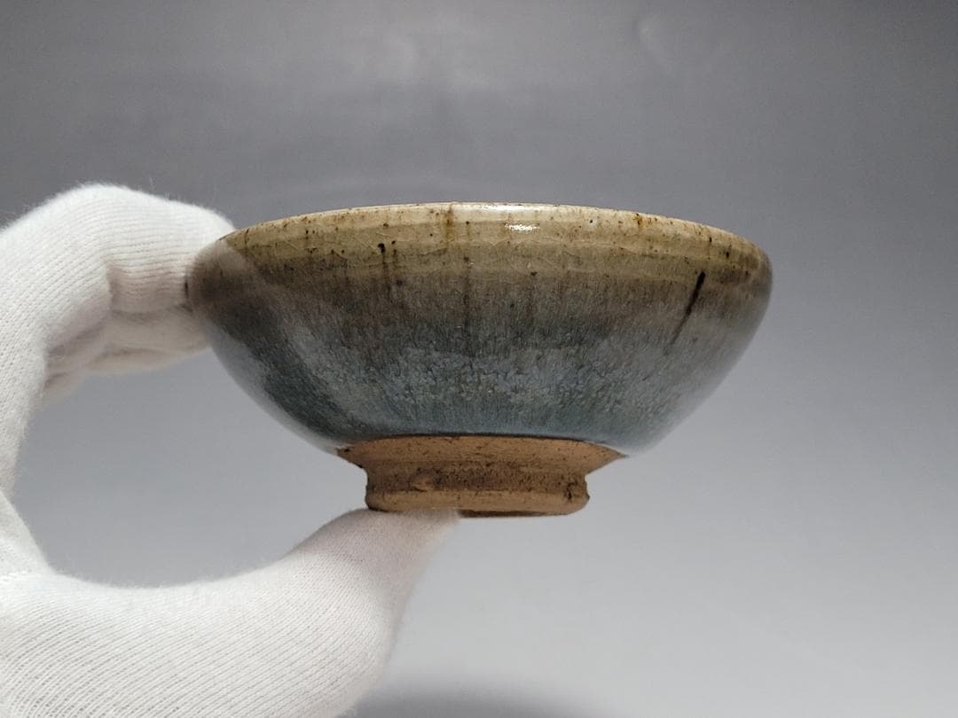 天藍釉 均窯 紅斑窯変 茶杯 宋元時代 幅約9.4cm