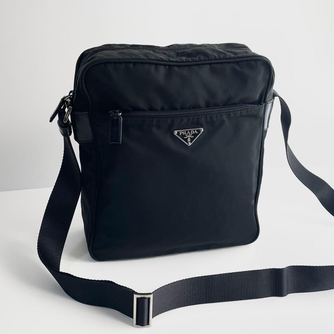 【極美品〜美品】PRADA プラダ ショルダーバッグ ナイロン×レザー スクエア