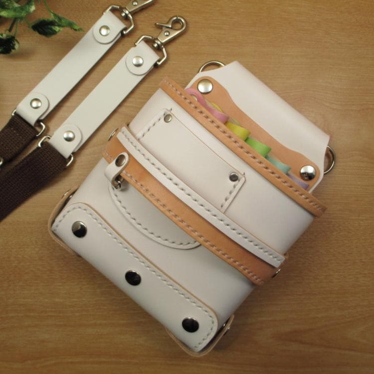 いちまり　ホワイト＆カラフル　５丁　本革シザーケース　SCA-8/CWA