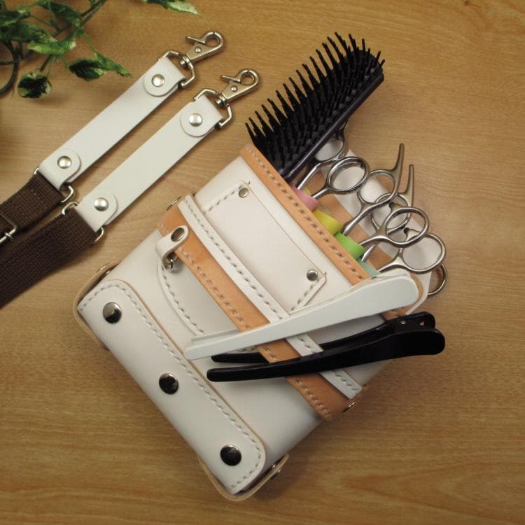 いちまり　ホワイト＆カラフル　５丁　本革シザーケース　SCA-8/CWA