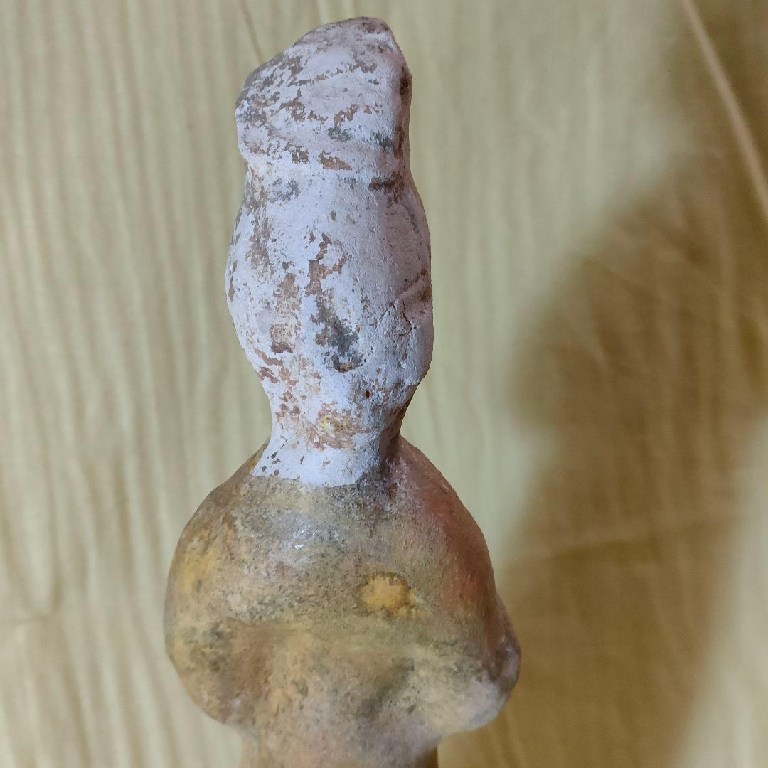 加彩人物俑　中国古陶　古玩　侍女　唐三彩