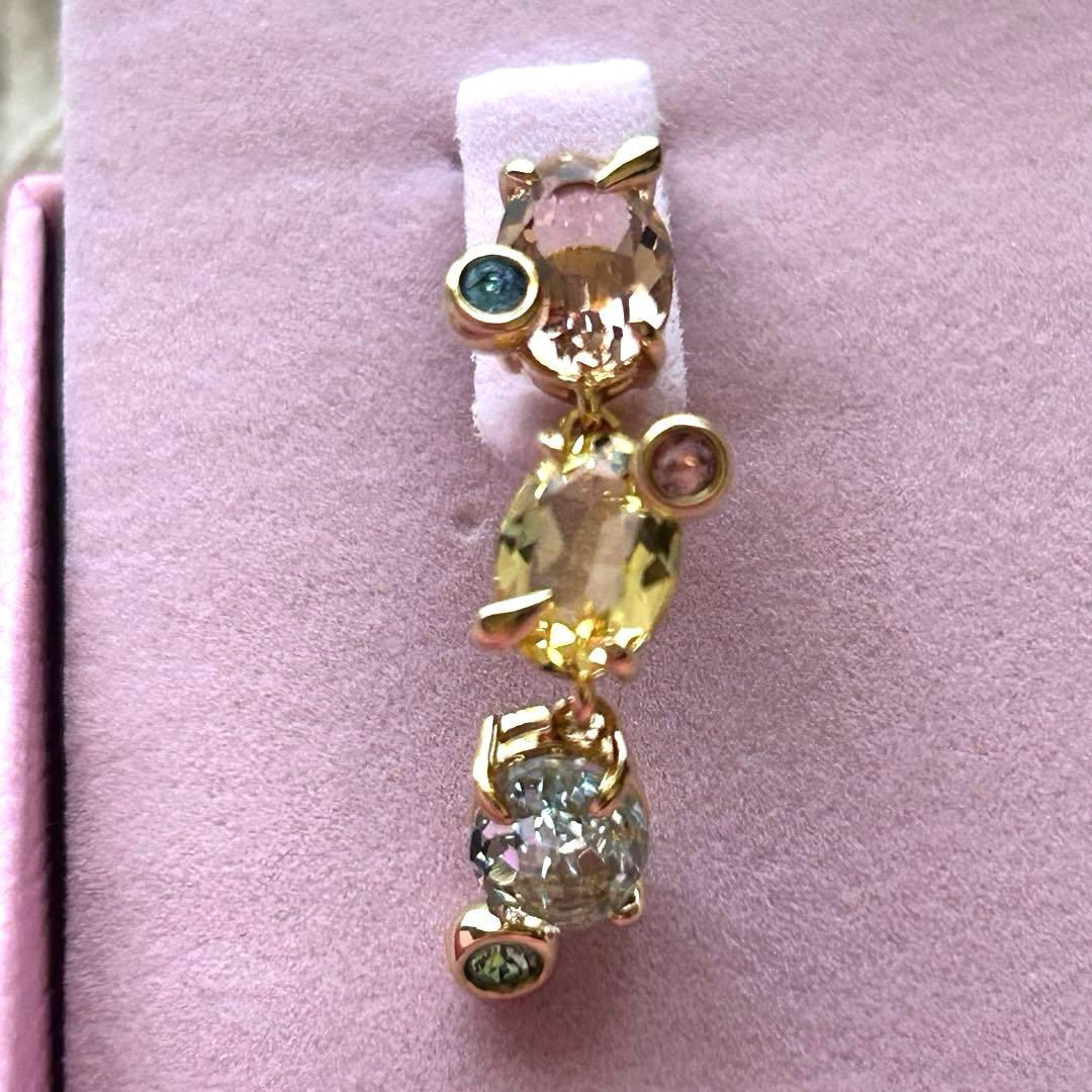 スワロフスキー Gema ドロップピアスマルチカラー ミックスカット アシメ