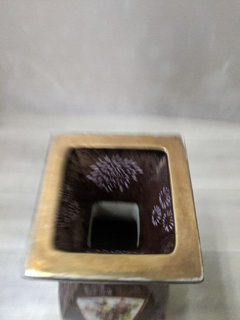 薩摩焼　飾り壷　金彩　金つぶ　山水　花鳥文　花瓶　連山　飾り耳付