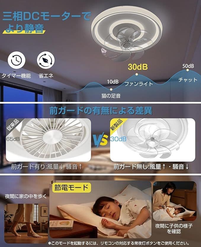 シーリングファンライト led シーリングファン 首振り サーキュレーター付き