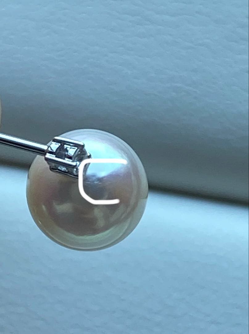 1830 あこや真珠　18KWG ダイヤモンド　天女級のテリ　8mmパールピアス