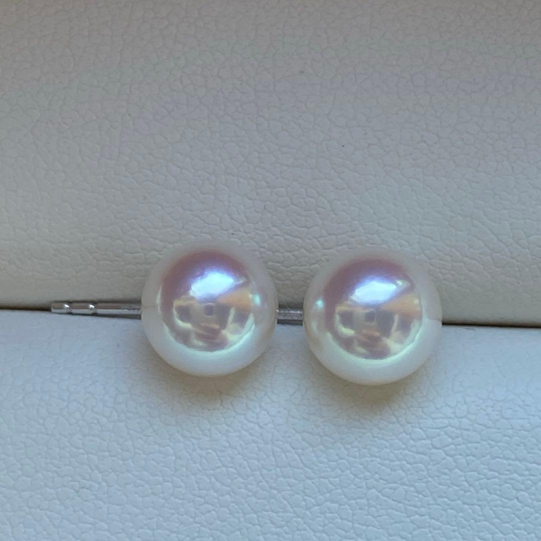 1830 あこや真珠　18KWG ダイヤモンド　天女級のテリ　8mmパールピアス
