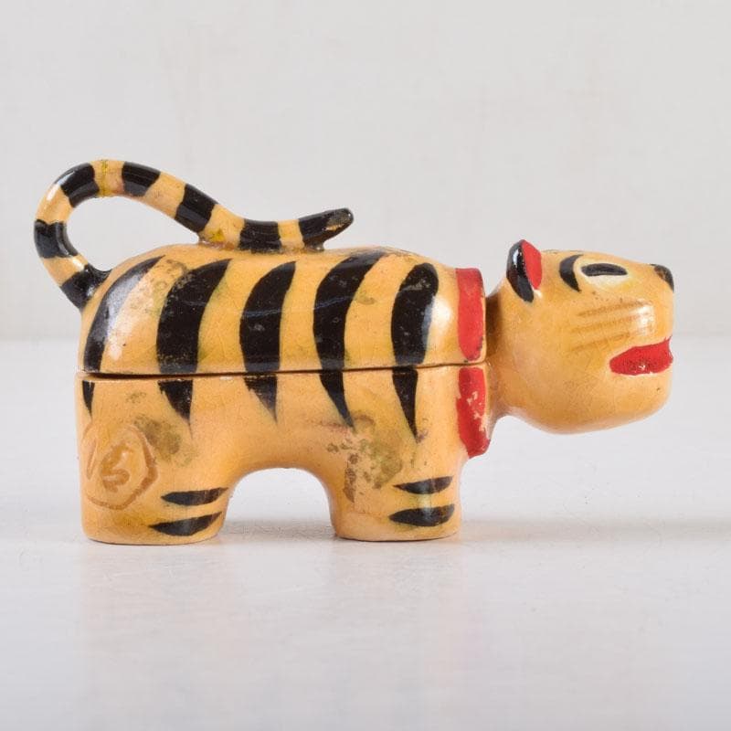 茶道具　京焼　清水六兵衛造　色絵　虎香合　干支　共箱　V　8807