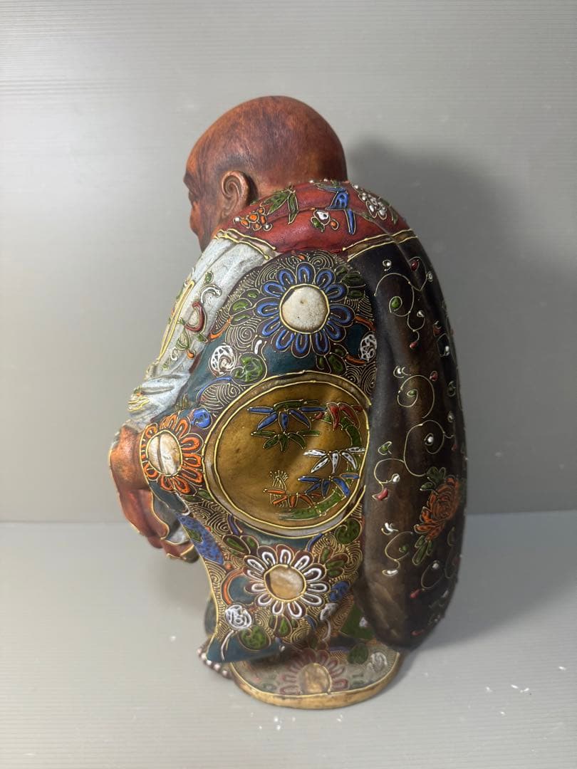 2593 九谷焼　布袋様　置物　陶芸　七福神　縁起物　時代物