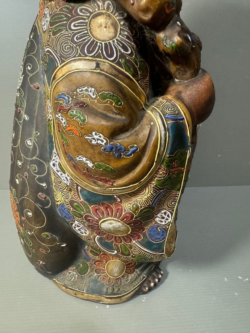 2593 九谷焼　布袋様　置物　陶芸　七福神　縁起物　時代物