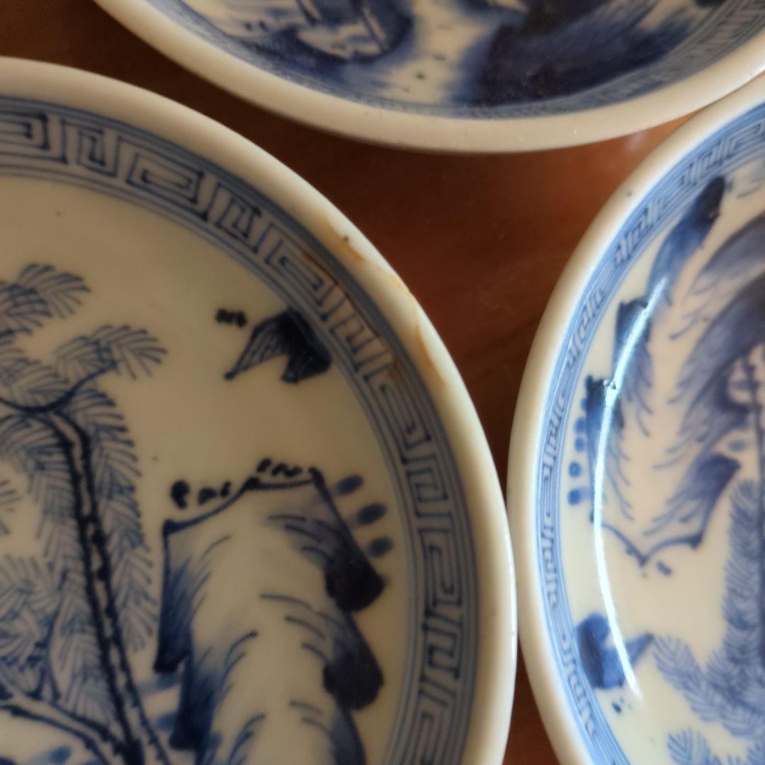 青と白の風景画 陶器皿 5枚セット