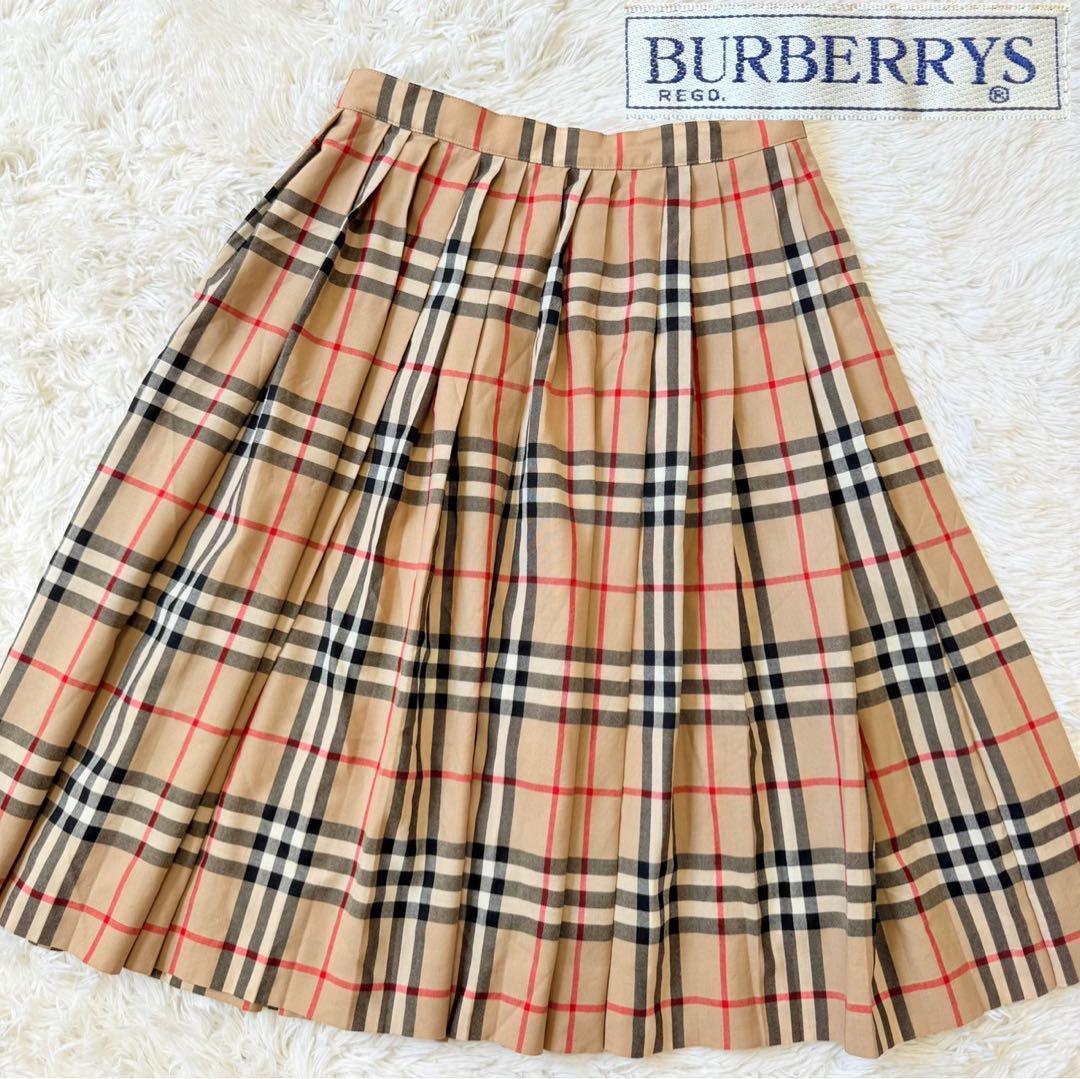 ✨極美品✨バーバリー 膝丈スカート ノバチェック プリーツ サイドファスナー