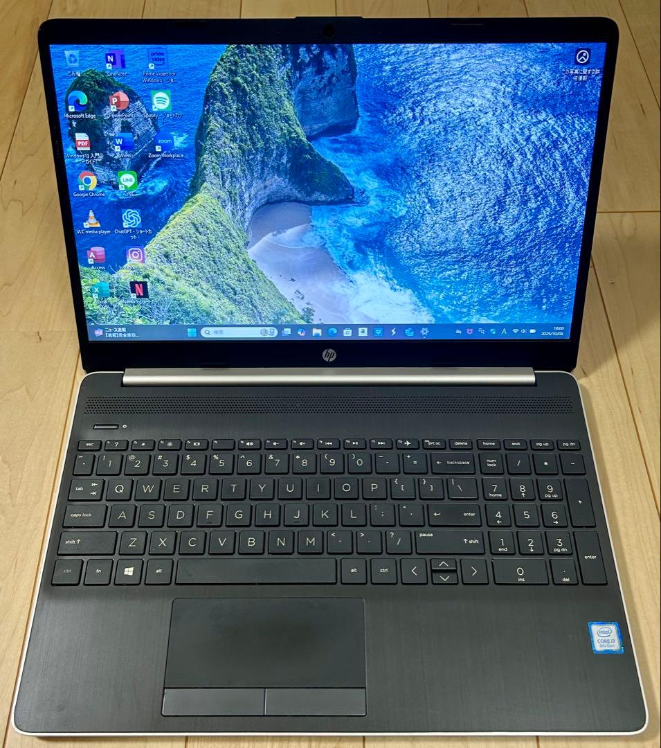 Windowsノート本体 HP Corei7 8GB SSD Office2024 Windows11