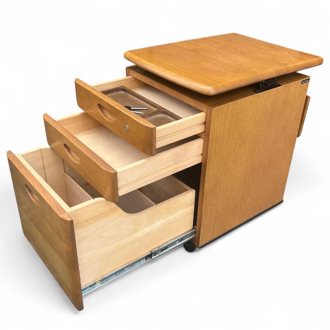 カリモク 学習家具セット② デスクワゴン 昇降式 バタフライ拡張天板販売ページ