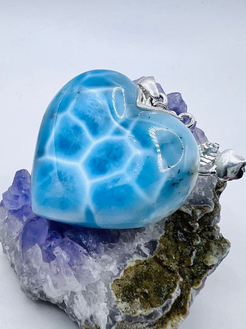 はちです。高品質ラリマーペンダントトップ