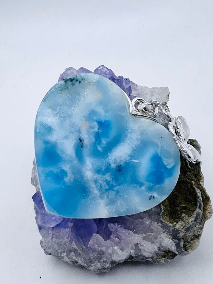 はちです。高品質ラリマーペンダントトップ