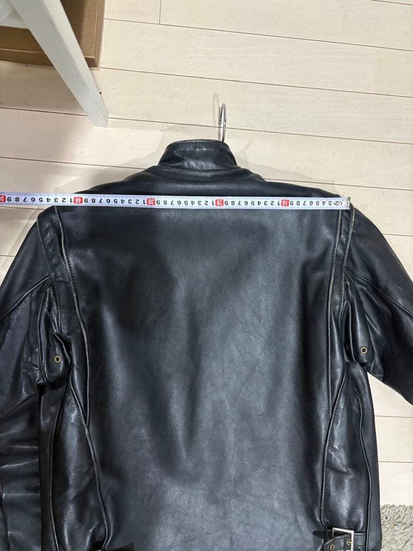 Schott ブラックレザーシングルライダースジャケット38 (M)品番641G