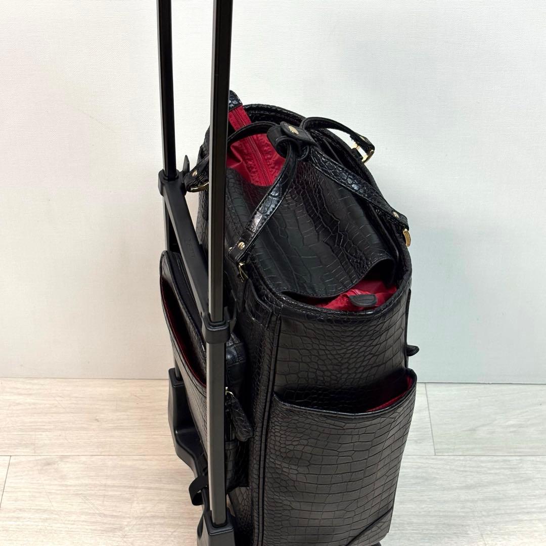 スワニー トートキャリー クロコダイル風型押し 4輪　旅行カバン　旅行バッグ