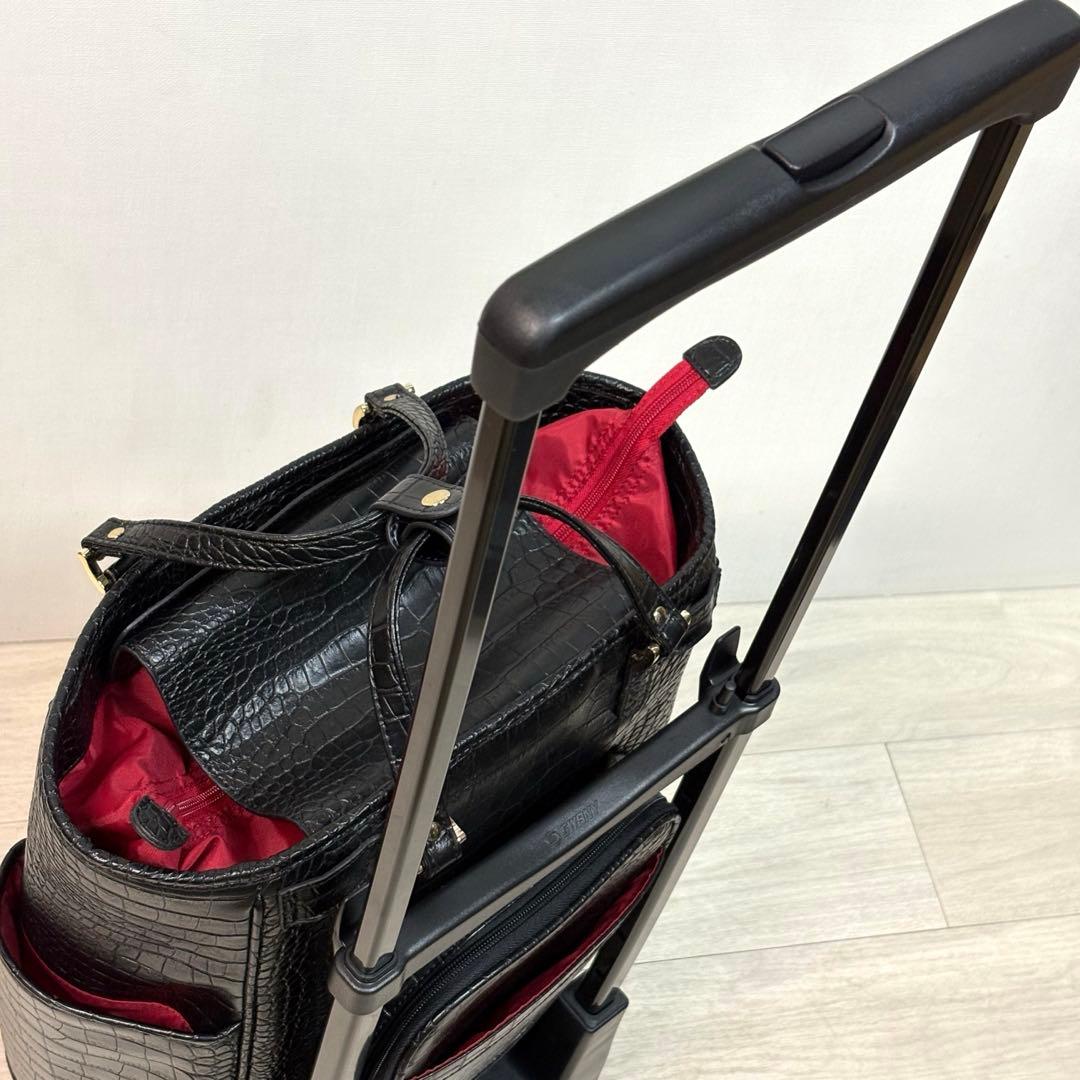 スワニー トートキャリー クロコダイル風型押し 4輪　旅行カバン　旅行バッグ