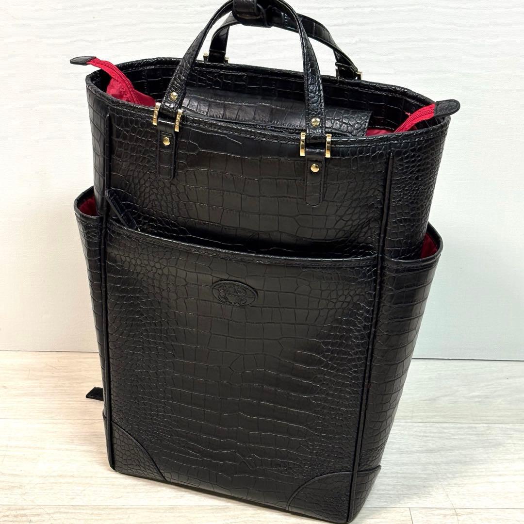 スワニー トートキャリー クロコダイル風型押し 4輪　旅行カバン　旅行バッグ