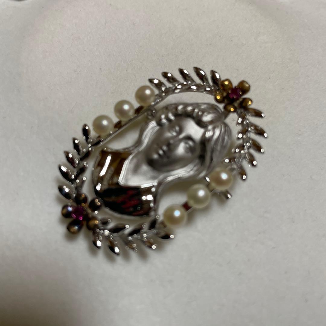 パール ブローチSILVER k18