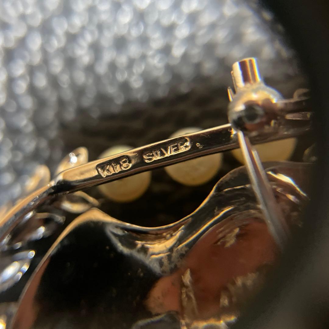 パール ブローチSILVER k18