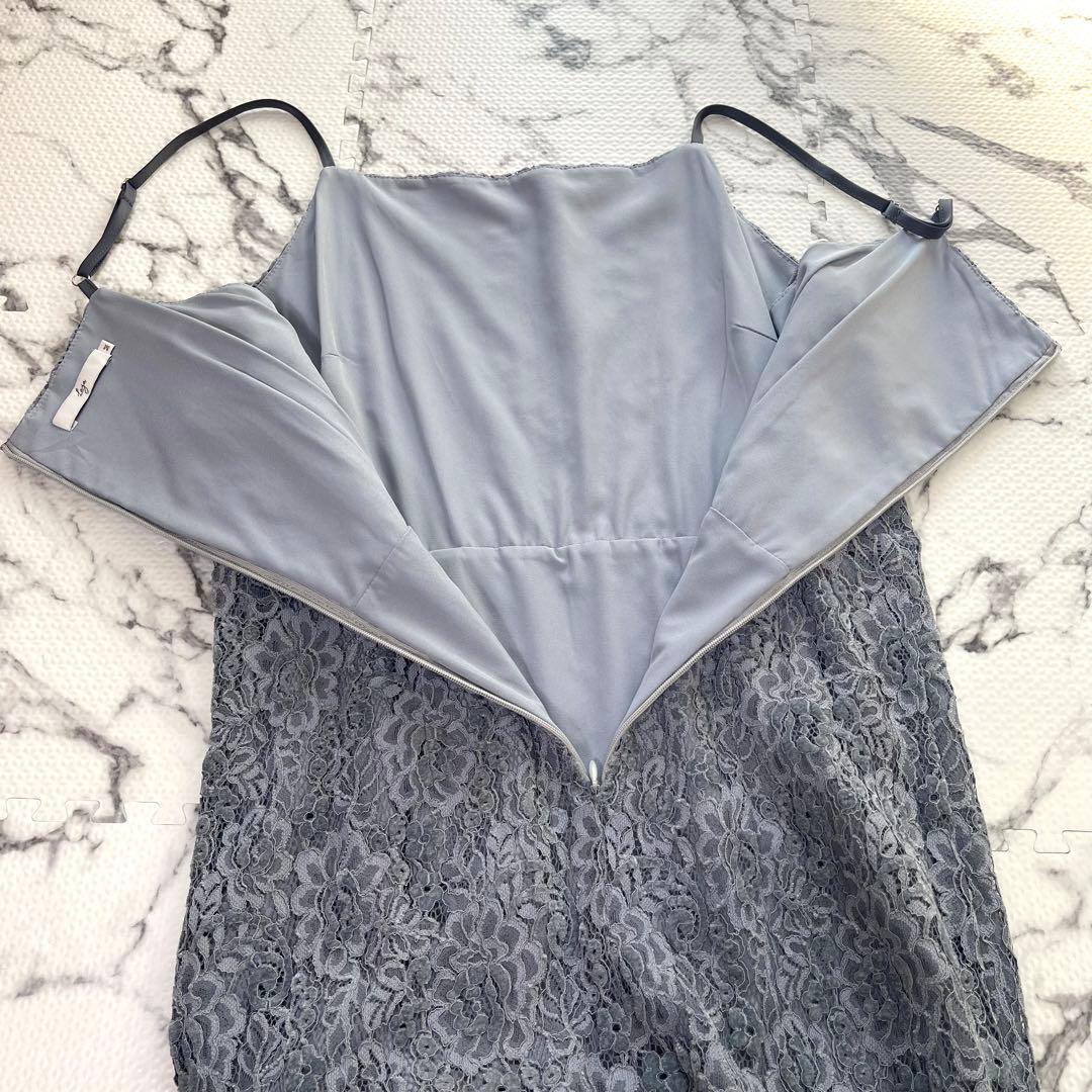 LEJA パール付きケープ風リボンパフスリーブボレロ刺繍レースキャミワンピ