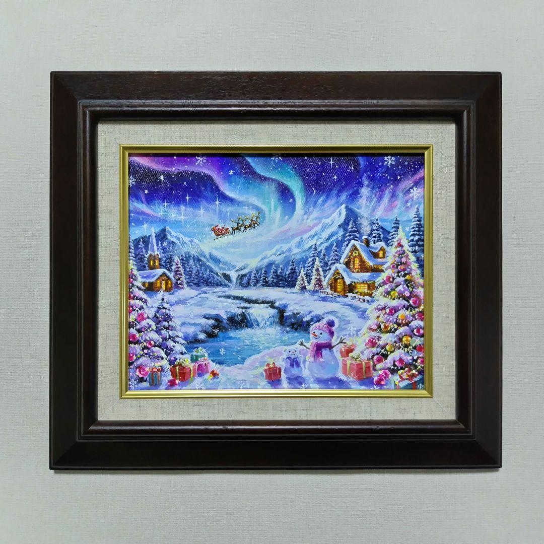 琥*ん様 【オーロラが輝く日】アクリル画 F3 風景画 絵画