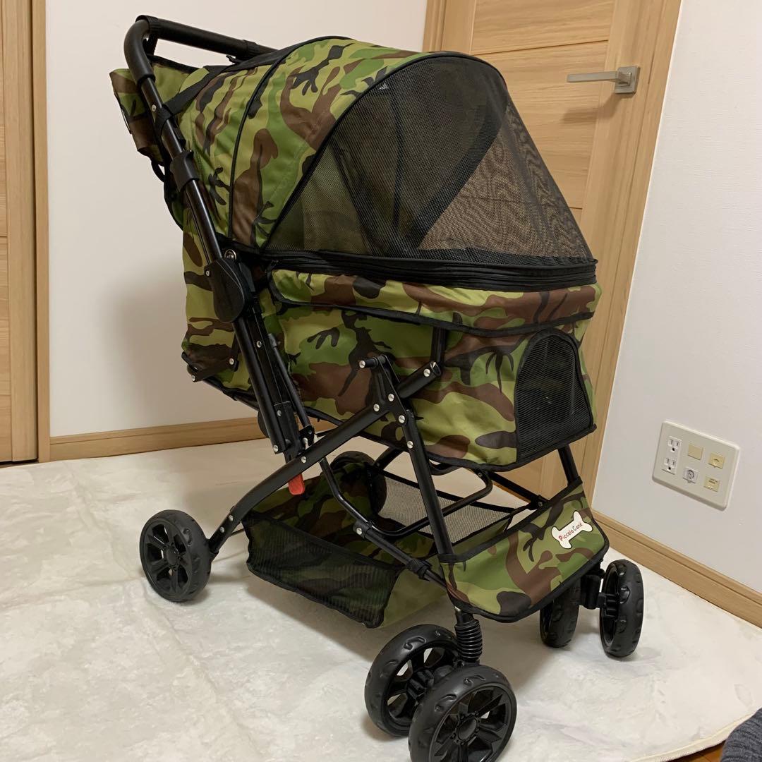 【美品】ピッコロカーネ プリモ 迷彩 ペットカート 中型犬 多頭飼 ロゴ有 人気