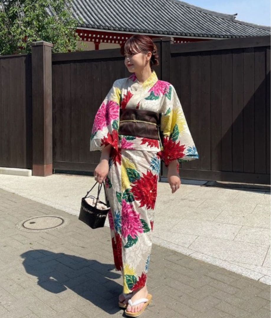 KEITAMARUYAMA ×Ameri BEIGE FLOWER YUKATA