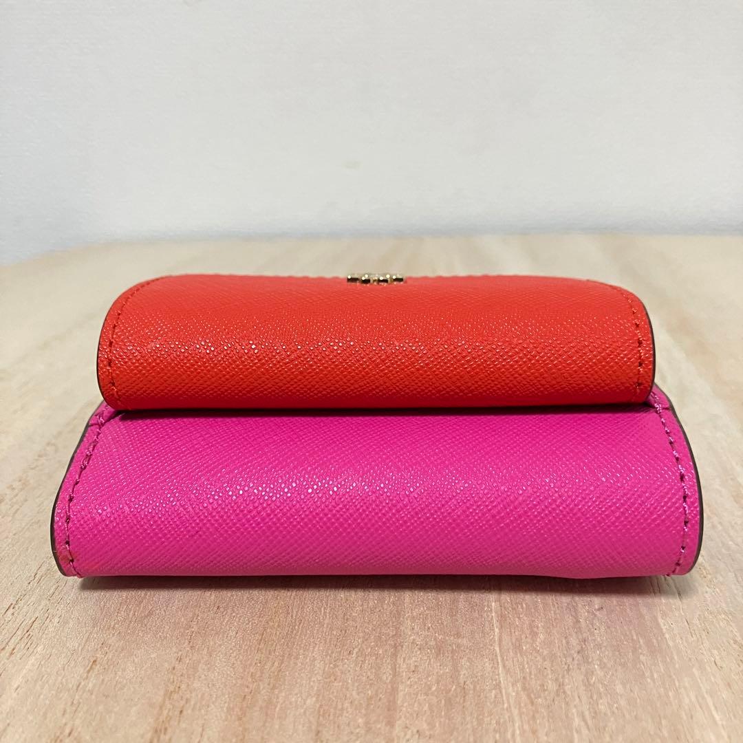 新品✨トリーバーチ✨三つ折り財布✨エマーソン✨カラーブロック✨ピンク オレンジ系
