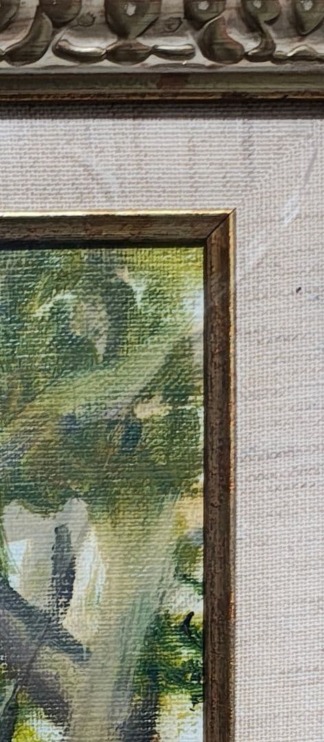 F15号 油絵・額縁セットアンティーク調 ゴールド アクリル板仕様 +神社 大楠