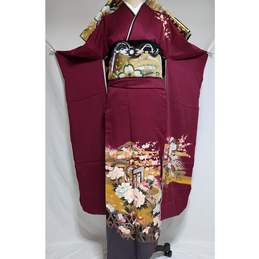 ヴィンテージ振袖■単品単体■161cm■成人式前撮り■帯オマケ品正絹HT03