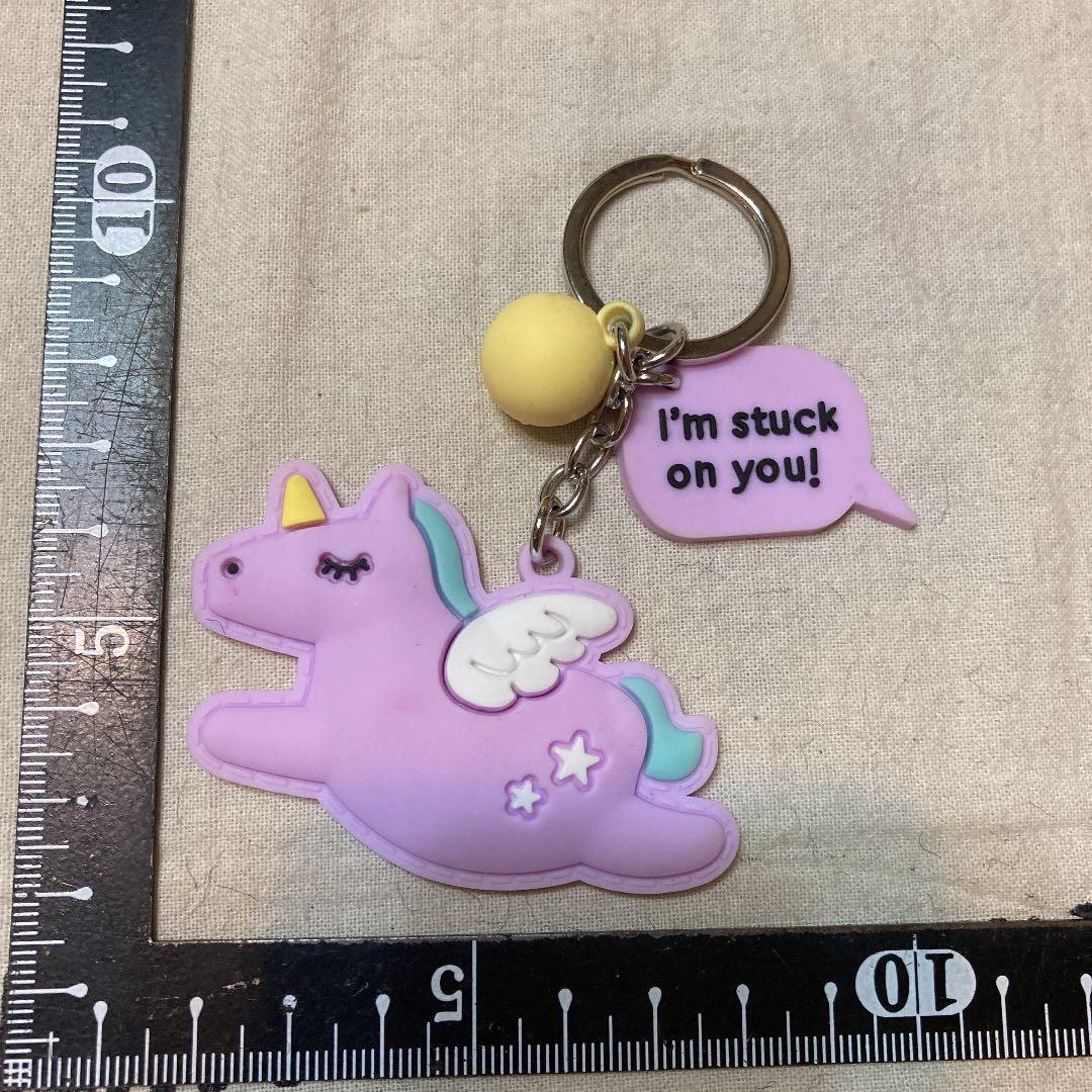 キーホルダー　ユニコーン　パープル　ラバー