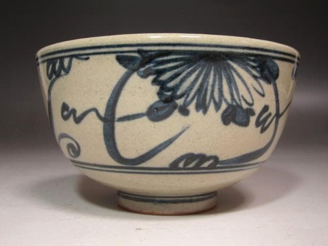 ★　膳所焼　安南写唐津文茶碗　裏千家　十四代　淡々斎の花押がございます★x571