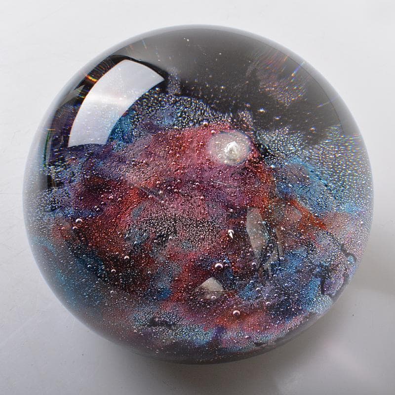 工芸ガラス　ガラス作家　戸田晶子作　吹きガラス　エナメル絵付　置物　VR6826