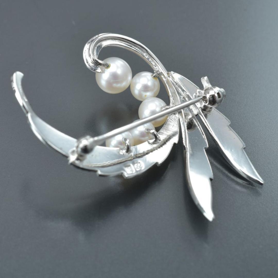美品 MIKIMOTOアコヤ真珠ブローチ リーフ パール幅6.1mm重さ5.2g