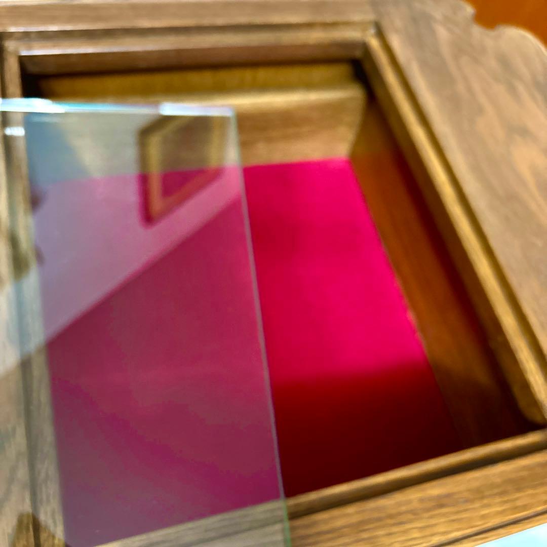 イタリアGiglio社　マホガニー木製サイドテーブル ガラス天板　2つ引き出し