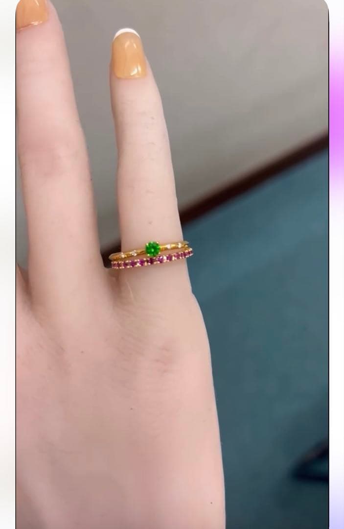 ホーステール入り デマントイドガーネット リング k18 YG 11号